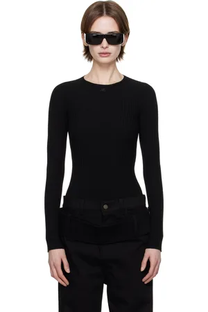 Courrèges Pull noir en tricot à sangle de style lingerie
