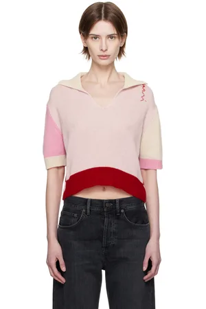Marni Polo contrasté rose et rouge en cachemire
