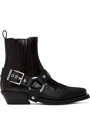 Ganni Bottes chelsea western bourgogne et noir
