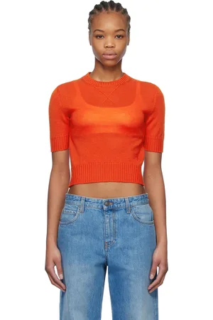 Jil Sander T-shirt orange en laine vierge