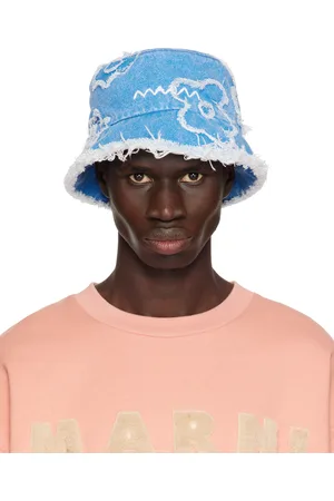 Marni Chapeau bob bleu en denim à appliqués floraux