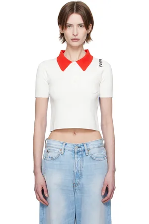 Marni Polo blanc et bleu en viscose technique