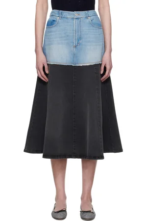 SEA Jupe midi Elle bleu et noir en denim