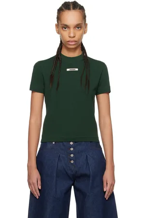 Jacquemus T-shirt vert à écusson en gros-grain