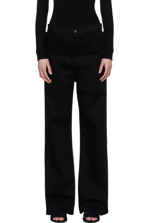 Courrèges Jean noir à ceinture étagée