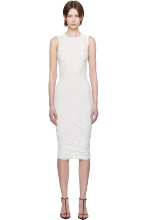 Jil Sander Robe midi blanche sans manches à effet drapé