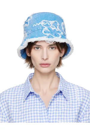 Marni Chapeau bob bleu en denim à appliqués floraux