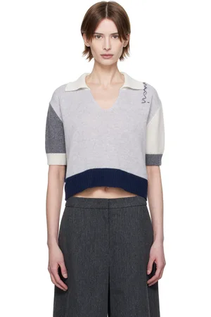 Marni Polo contrasté gris et bleu marine en cachemire