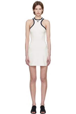 Courrèges Robe courte blanc et bleu marine - Scuba
