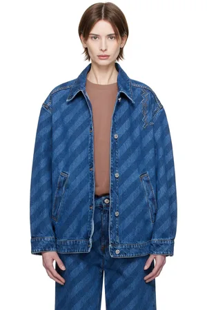 Marni Blouson bleu en denim à rayures