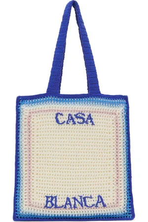 Casablanca Cabas bleu et blanc en crochet