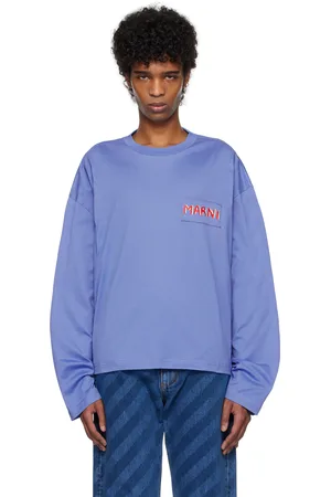 Marni T-shirt à manches longues bleu à écusson à logo