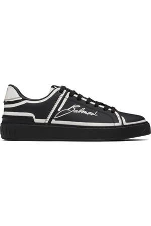 Balmain Baskets B-Court noires en cuir de veau à imprimés