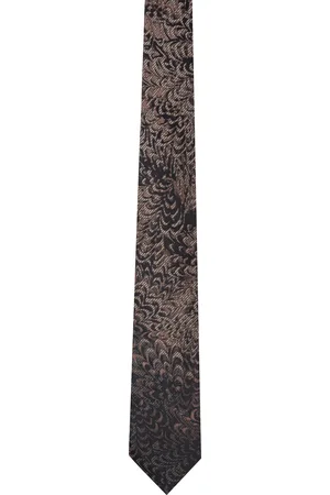 DRIES VAN NOTEN Cravate noir et rose en soie à imprimé Paste Paper