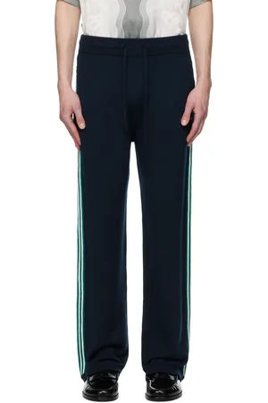 Casablanca Pantalon de survêtement de tennis bleu marine en tricot