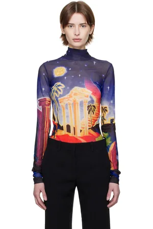 Casablanca T-shirt multicolore en filet à imprimé
