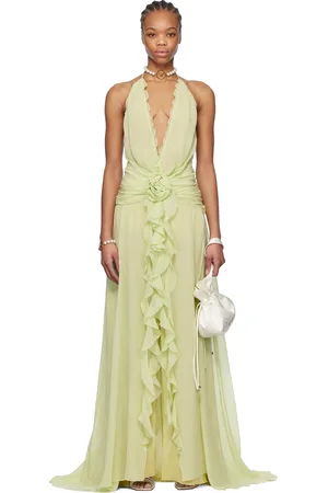 BLUMARINE Robe longue verte à appliqué de rose