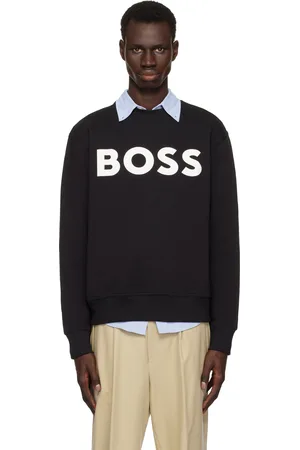 HUGO BOSS Pull molletonné décontracté noir en jersey bouclette