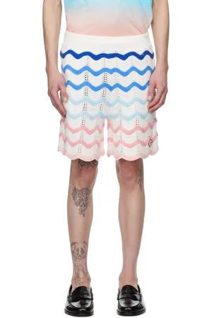 Casablanca Short blanc en crochet à rayures ondulées dégradées