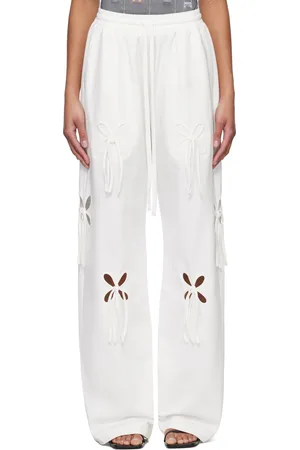 J.KIM Pantalon de détente blanc à découpes florales