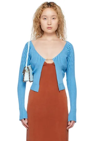 Jacquemus Cardigan long Pralù bleu en tricot - Le raphia