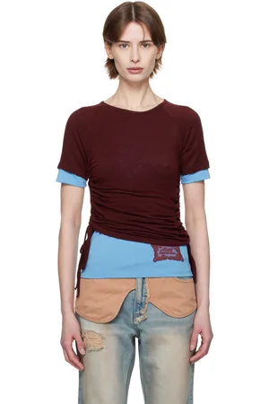 Andersson Bell T-shirt étagé Cindy rouge et bleu à cordons coulissants