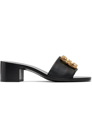 Givenchy Sandales à talon bottier noires à logo 4G