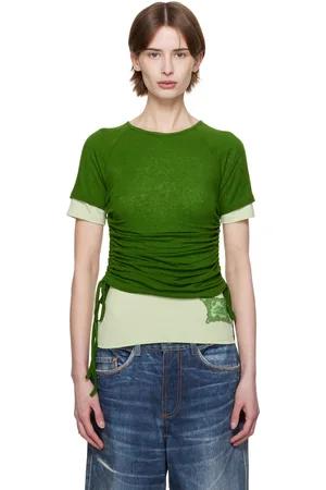 Andersson Bell T-shirt étagé Cindy vert à cordons coulissants