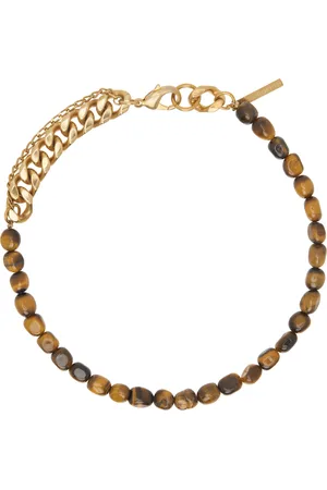 DRIES VAN NOTEN Collier doré en chaine à pierres brunes