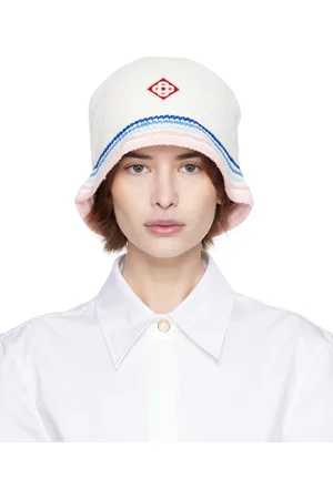 Casablanca Chapeau bob blanc en crochet à rayures