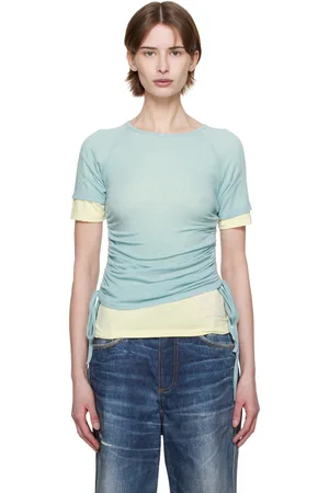 Andersson Bell T-shirt étagé Cindy bleu et jaune à cordons coulissants