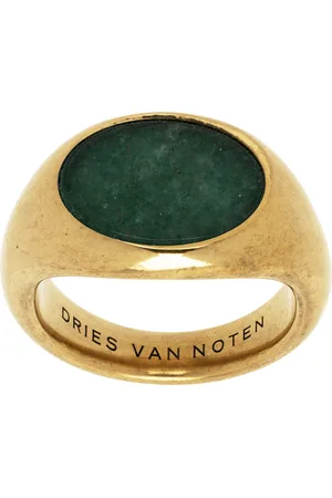 DRIES VAN NOTEN Chevalière dorée à pierre verte