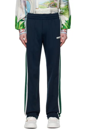 Casablanca Pantalon de survêtement bleu marine à garnitures en filet