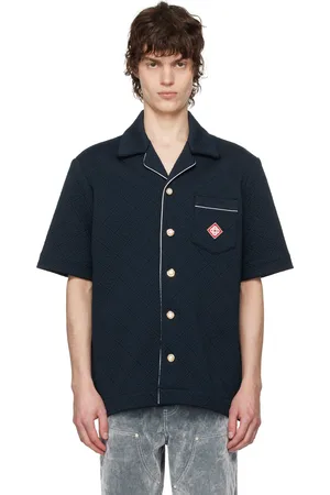 Casablanca Chemise bleu marine à monogrammes en jacquard