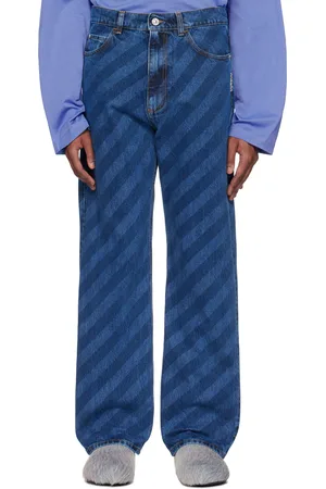 Marni Jean ample bleu à rayures diagonales