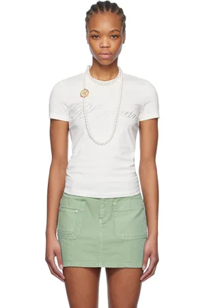 BLUMARINE T-shirt blanc à pierres du Rhin brodées
