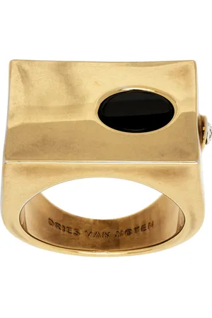 DRIES VAN NOTEN Chevalière dorée à pierre verte
