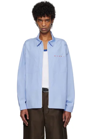 Marni Chemise bleue à logo et à glissière