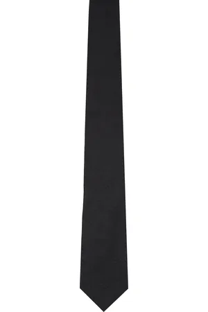 DRIES VAN NOTEN Cravate noire en soie à motif en jacquard