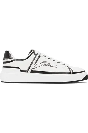 Balmain Baskets B-Court blanches en cuir de veau à imprimés