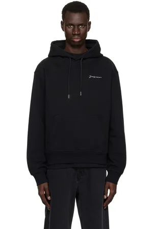 Jacquemus Pull à capuche noir en molleton à logo brodé