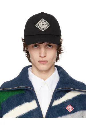 Casablanca Casquette noire à écusson à logo losangique perlé
