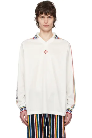 Casablanca Polo de football blanc cassé à monogrammes en jacquard