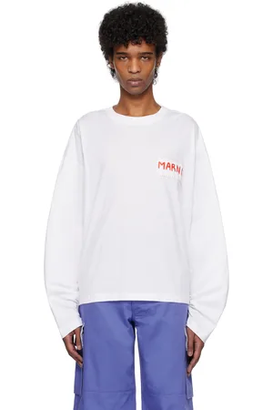 Marni T-shirt à manches longues blanc à écusson à logo