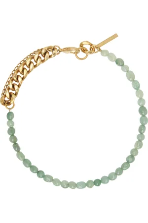 DRIES VAN NOTEN Collier doré en chaine à pierres vertes