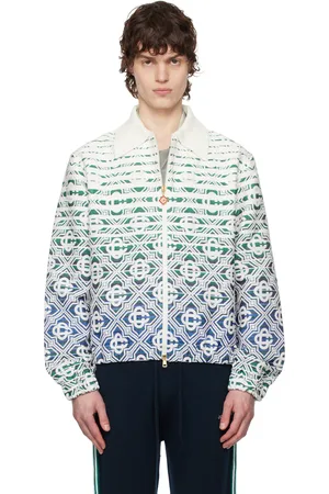 Casablanca Blouson blanc en tissu éponge à motif dégradé à monogrammes