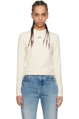Jacquemus T-shirt à manches longues blanc cassé à écusson en gros-grain