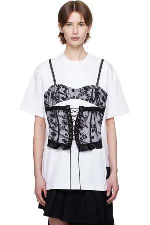 Andersson Bell T-shirt surdimensionné blanc à empiècement de corset en dentelle