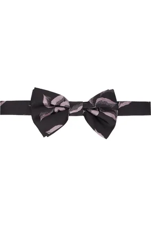 DRIES VAN NOTEN Nœud papillon noir et mauve à motif fleuri en jacquard