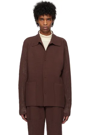 Issey Miyake Cardigan brun en tricot Rustic
